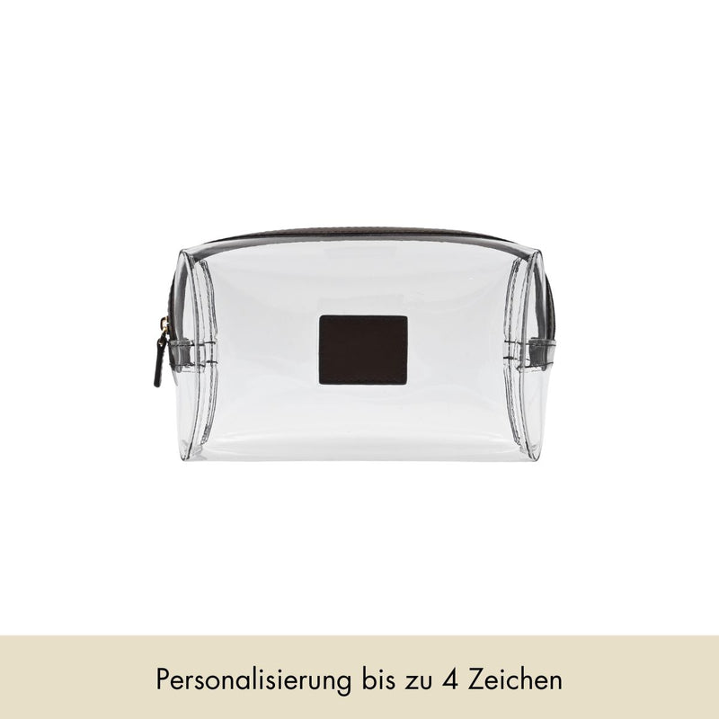 Kosmetiktasche Glattleder | Braun & Gold