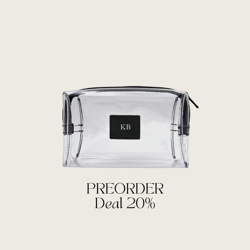 Cosmetic bag grained leather | black & silver - Pre-Order