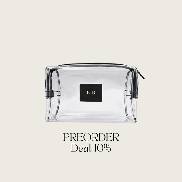 Kosmetiktasche genarbtes Leder | Schwarz & Gold – Vorbestellung