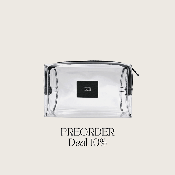 Kosmetiktasche genarbtes Leder | Schwarz & Silber – Vorbestellung