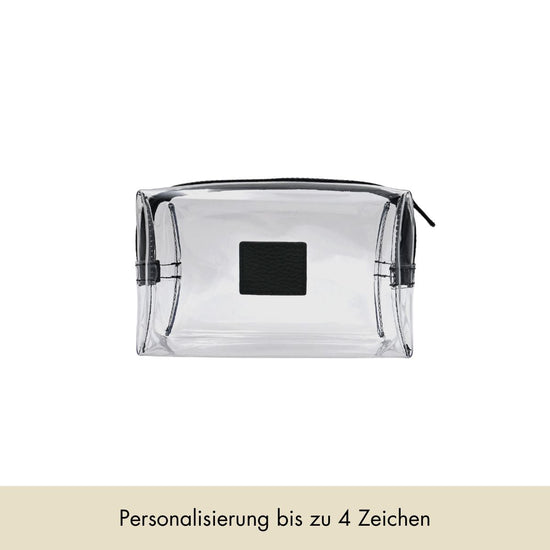 Cosmetic Bag Grained Leather | Black & Silver