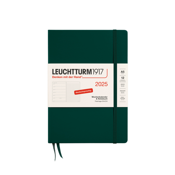 Wochenkalender 2025 & Notizbuch A5 dotted | Forest Green