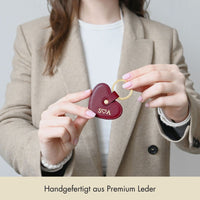 Keycharm Heart Grained Leather | Dark Red & Gold